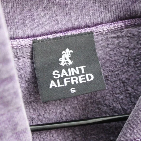 Saint Alfred Purple Embroidered Pullover Cotton Hoodie Sweatshirt Size Small - Picture 3 of 5